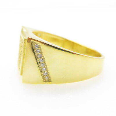 925 Sterling Silver Gold Plated Pave C Z Ring Size 11.25