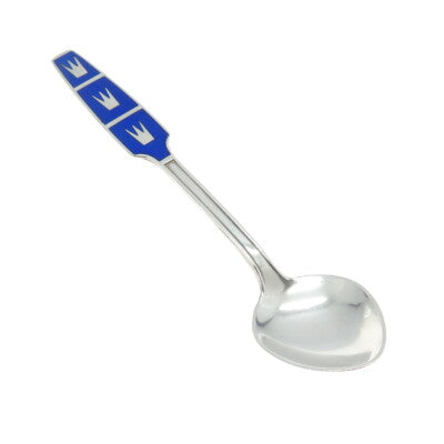 C.G. HALLBERG 925 Sterling Silver Vintage Sweden Enamel Royal Crown Coffee Spoon