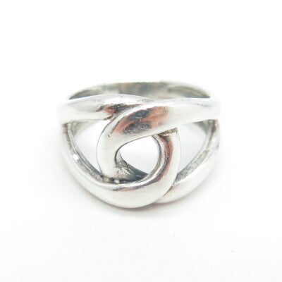 925 Sterling Silver Vintage Loop Modernist Ring Size 6.5