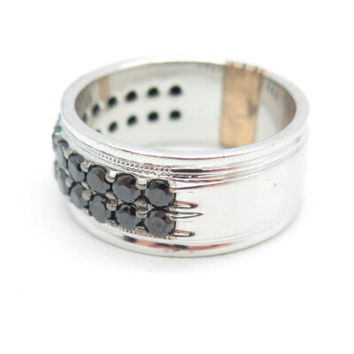 P. NINA 925 Sterling Silver 2-Tone Black C Z Ring Size 10.25