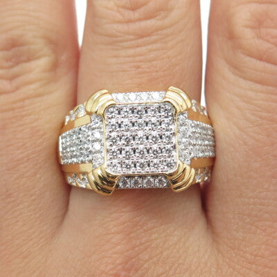 925 Sterling Silver Gold Plated Pave C Z Ring Size 10
