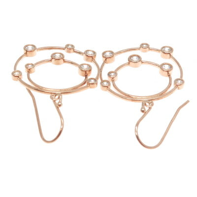 925 Sterling Silver Rose Gold Plated Round-Cut C Z Circle Dangling Earrings