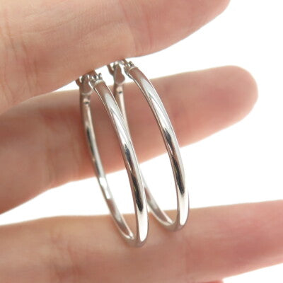 925 Sterling Silver Tube Hoop Earrings