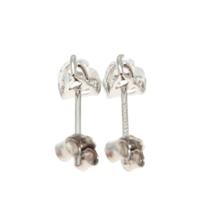925 Sterling Silver Heart-Cut Shaped White C Z Stud Earrings