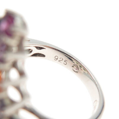 925 Sterling Silver Amethyst Topaz Citrine Tanzanite Peridot Gem Ring Size 6.25