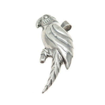 925 Sterling Silver Vintage Parrot Bird Pendant / Pin Brooch