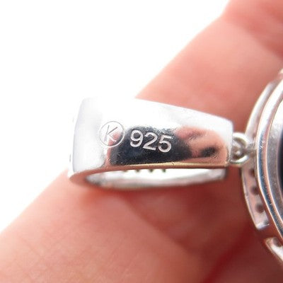 925 Sterling Silver Real Black Onyx & C Z Buddha Pendant