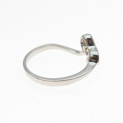 925 Sterling Silver Round-Cut Champagne C Z Modernist Heart Ring Size 9.25