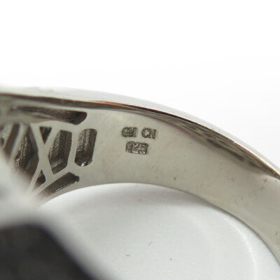 925 Sterling Silver Pave C Z Domed Ring Size 11.25