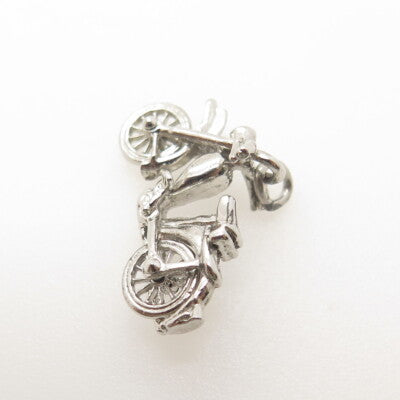 925 Sterling Silver Antique Art Deco Motorcycle 3D Pendant