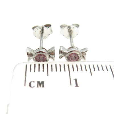 DBJ DEE BERKLE 925 Sterling Silver Round-Cut Purple C Z Candy Stud Earrings
