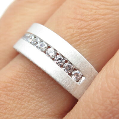 P. NINA 925 Sterling Silver 2-Tone Round-Cut Shaped C Z Ring Size 10