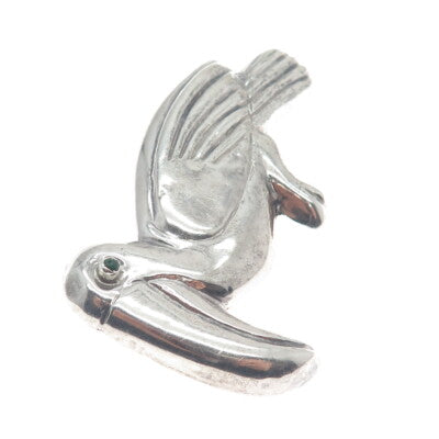 925 Sterling Silver Vintage Mexico Toucan Bird Oxidized Pin Brooch