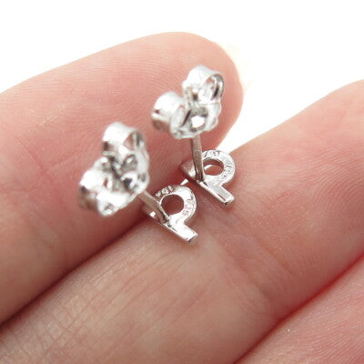 925 Sterling Silver Letter "B" Initial Stud Earrings