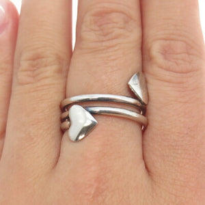 925 Sterling Silver Vintage Heart Spiral Ring Size 8.25