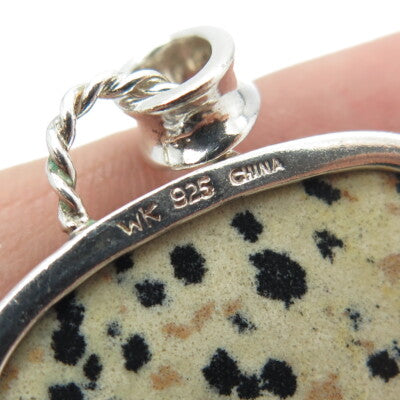 WHITNEY KELLY 925 Sterling Silver Vintage Dendritic Agate Black Onyx Gem Pendant