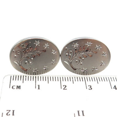 SPEIDEL 925 Sterling Silver Vintage Engraved Floral Oval Cufflinks