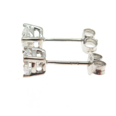 925 Sterling Silver Round-Cut C Z Stud Earrings