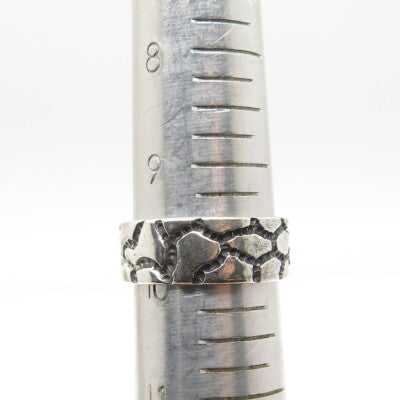 925 Sterling Silver Vintage Desert Crack Band Ring Size 10