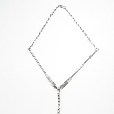 925 Sterling Silver Vintage Modernist Belly Cable Chain Necklace 18-20"
