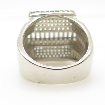 925 Sterling Silver Pave Multi-C Z Wide Ring Size 9.5