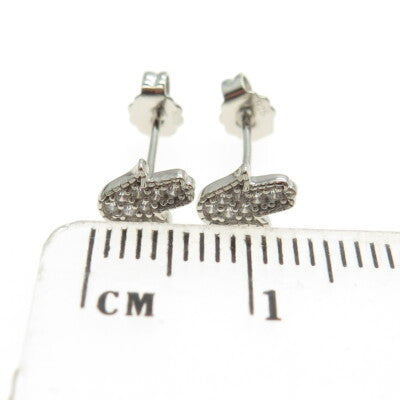 925 Sterling Silver Round-Cut C Z Hamsa Amulet Stud Earrings