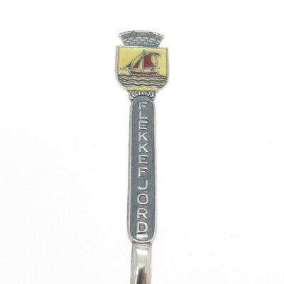 AKSEL HOLMSEN 925S Sterling Silver Vintage Norway Enamel Flekkefjord Spoon