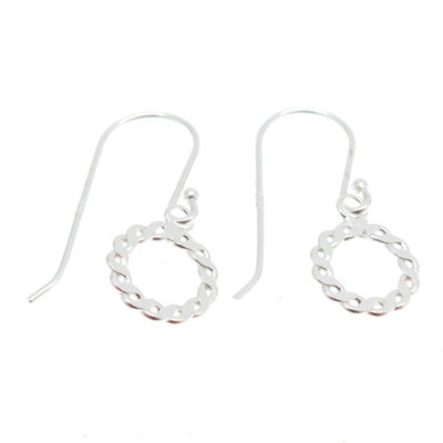 925 Sterling Silver Twisted Rope Circle Dangling Earrings