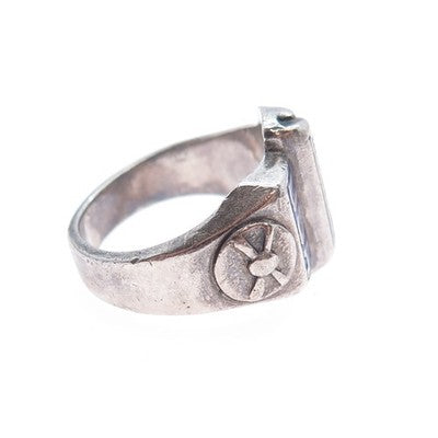 925 Sterling Silver Antique WWII DG Enamel US Army Corp Oxidized Ring Size 9.25
