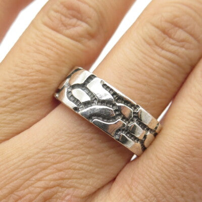 925 Sterling Silver Vintage Desert Crack Band Ring Size 10