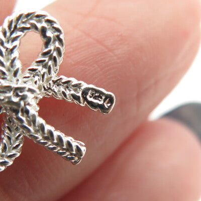 925 Sterling Silver Bow Roped Dangling Earrings