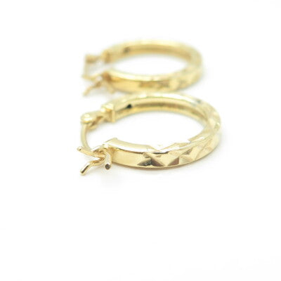 HAN 925 Sterling Silver Gold Plated Textured Hoop Earrings