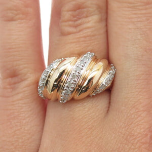 ROSS SIMONS 925 Sterling Silver Gold Plated Real Round-Cut Diamond Ring Size 6