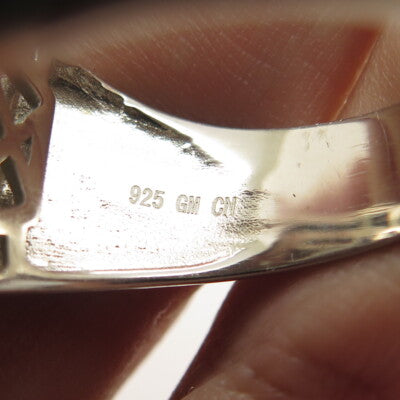 925 Sterling Silver Pave C Z Domed Ring Size 12.5