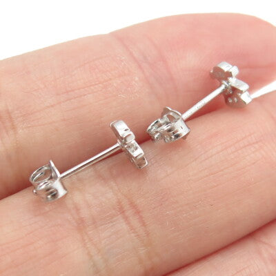 925 Sterling Silver Round-Cut C Z Baby Girl Stud Earrings