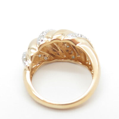 ROSS SIMONS 925 Sterling Silver Gold Plated Real Round-Cut Diamond Ring Size 6