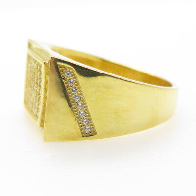 925 Sterling Silver Gold Plated Pave C Z Ring Size 11.25