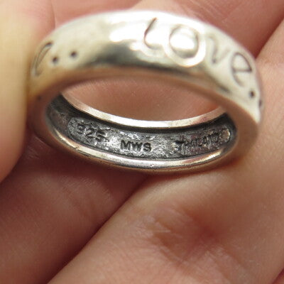 MARK WASSERMAN SAMARA 925 Sterling Silver Vintage "Love" Band Ring Size 6