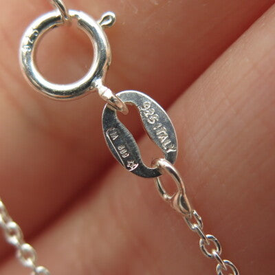 925 Sterling Silver Italy Modernist Pendant Rolo Chain Necklace 18"