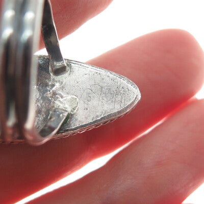 Old Pawn Sterling Silver Vintage Southwestern Black Onyx Oxidized Ring Size 5.5