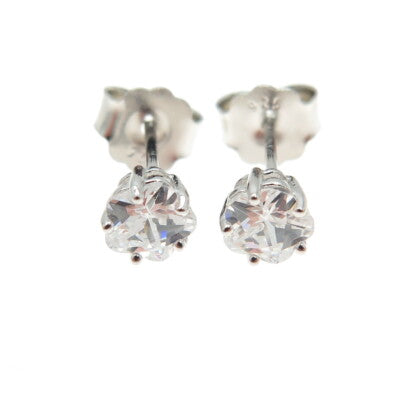 925 Sterling Silver Flower-Cut Star Shaped White C Z Stud Earrings