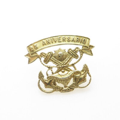 925 Sterling Silver Gold Plated Vintage 25 Aniversario Navy Academy Cadet's Pin