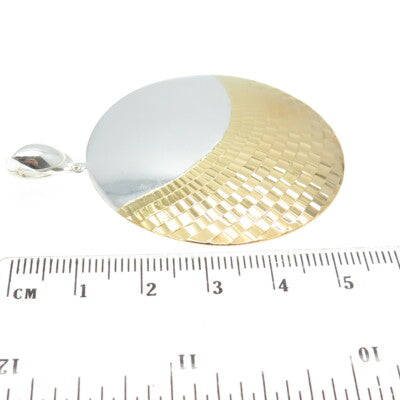 925 Sterling Silver 2-Tone Modernist Moon Round Pendant