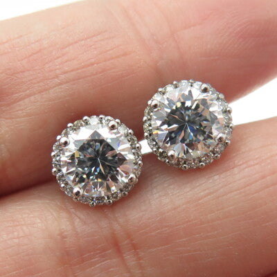 925 Sterling Silver Round-Cut C Z Sparkle Stud Earrings