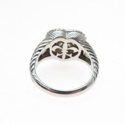 JUDITH RIPKA 925 Sterling Silver Round-Cut C Z Heart Ring Size 11.25