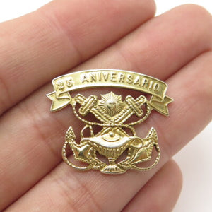 925 Sterling Silver Gold Plated Vintage 25 Aniversario Navy Academy Cadet's Pin