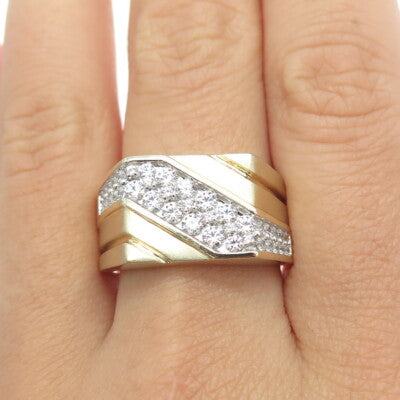 925 Sterling Silver Gold Plated Round-Cut Shaped C Z Ring Size 10.25