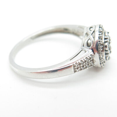 SK9 Allure Gems 925 Sterling Silver Real Round-Cut Diamond Ring Size 7.25