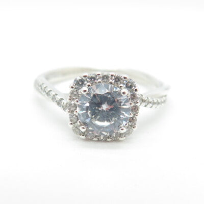 925 Sterling Silver Round-Cut Shaped C Z Ring Size 7.5