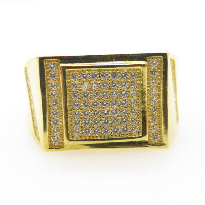 925 Sterling Silver Gold Plated Pave C Z Ring Size 11.25